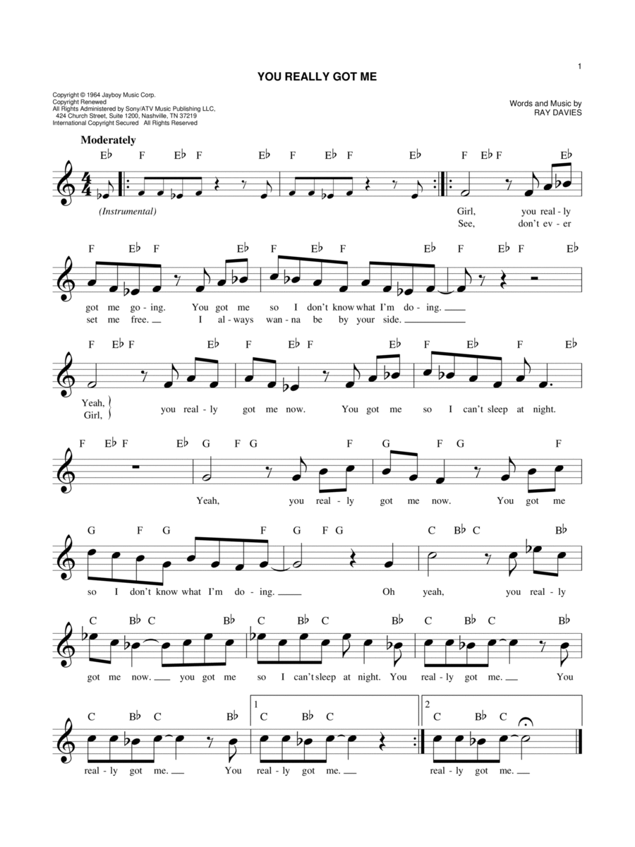 You Really Got Me You Really Got Me Piano scores gallery preview page 1