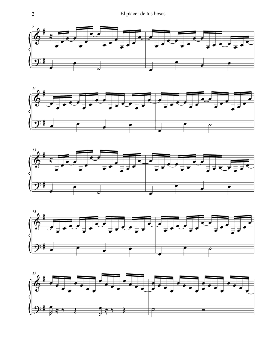 EL PLACER DE TUS BESOS EL PLACER DE TUS BESOS Piano Solo scores gallery preview page 2