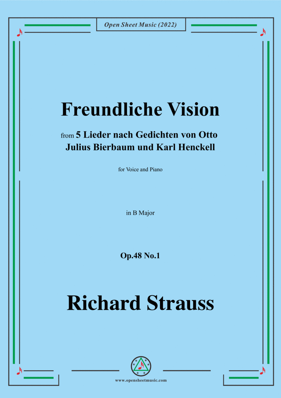 Richard Strauss-Freundliche Vision,in B Major Voice scores gallery preview page 1