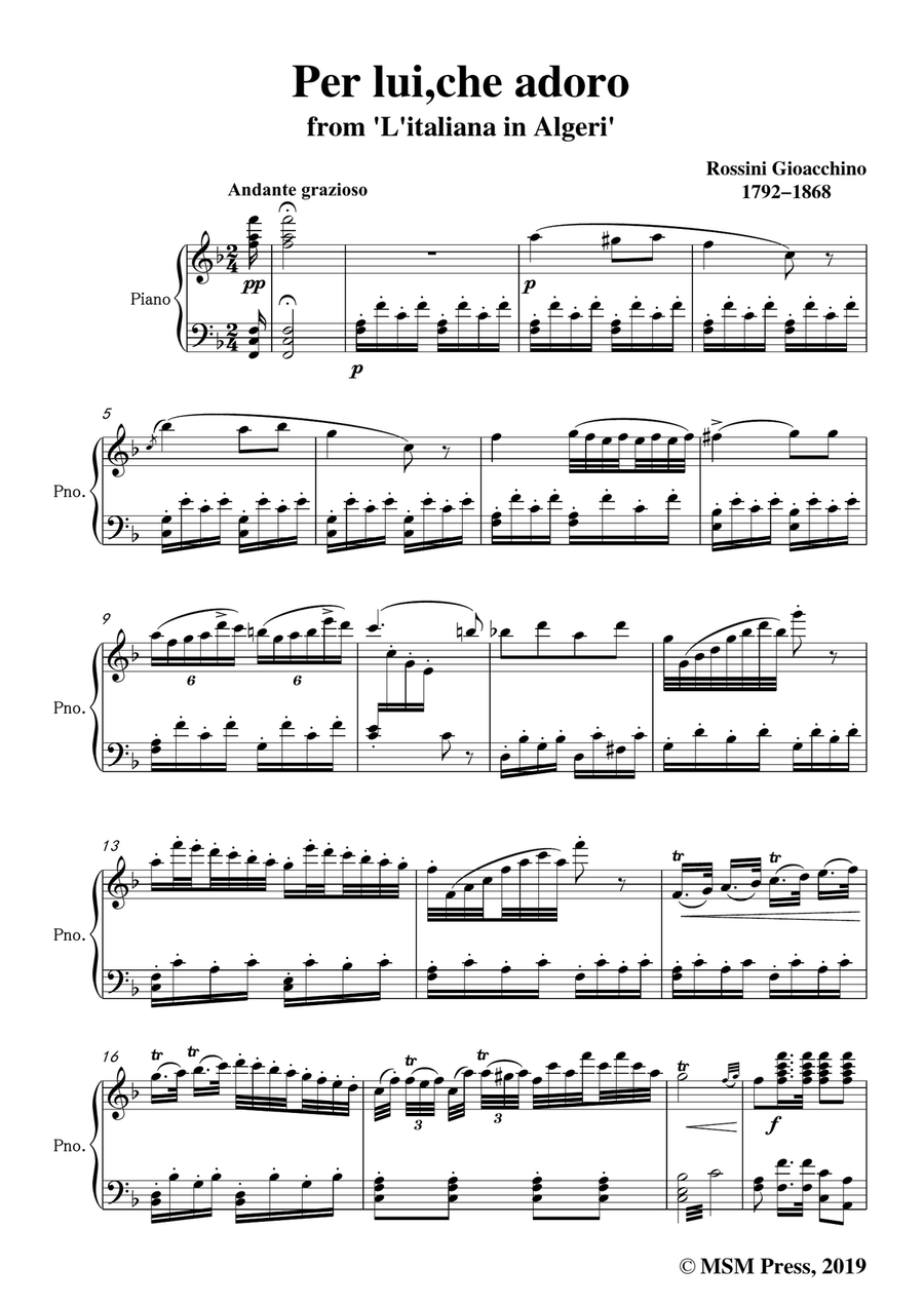 Rossini-Per lui,che adoro,from 'L'italiana in Algeri',in F Major,for Voice and Piano Piano, Vocal scores gallery preview page 3