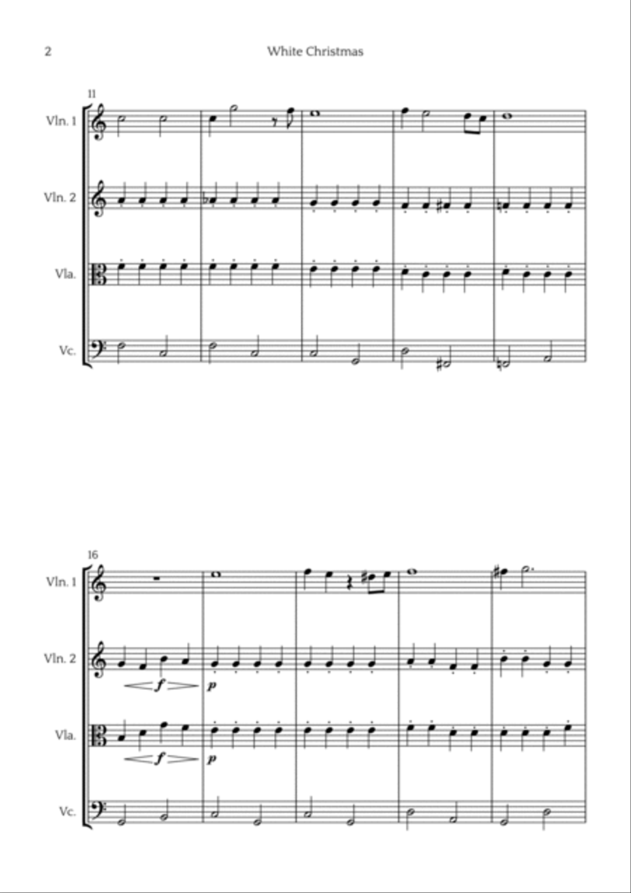 White Christmas String Quartet scores gallery preview page 2