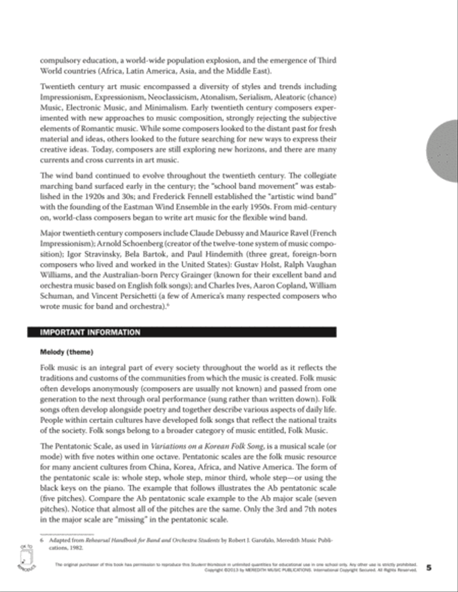 Guides to Band Masterworks, Vol. 3 - Student Workbook - Variations on a Korean Folk Song Activity Books scores gallery preview page 5