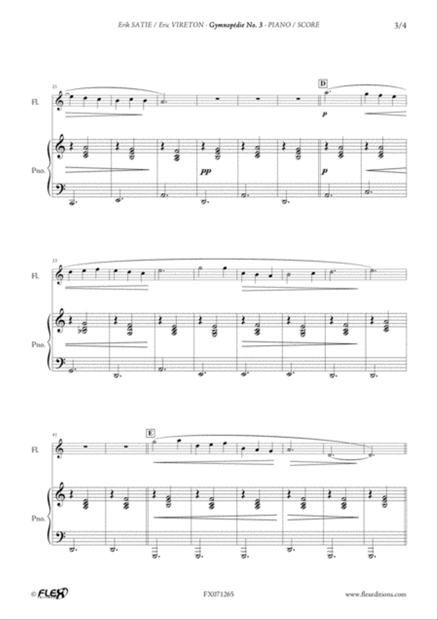 Gymnopedie No. 3 Flute Solo scores gallery preview page 3