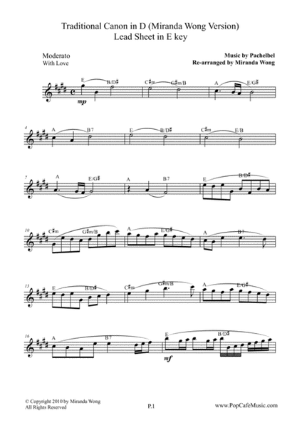 Traditional Canon in D - Tenor or Soprano Saxophone Solo