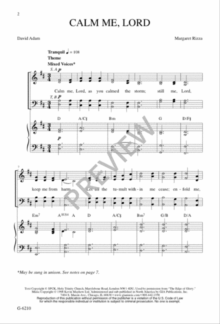Calm Me, Lord Calm Me, Lord 4-Part scores gallery preview page 2