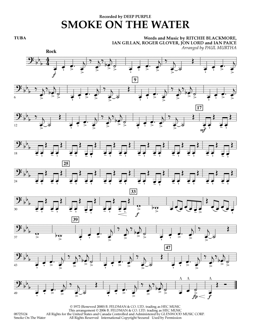 Smoke on the Water - Tuba Tuba scores gallery preview page 1