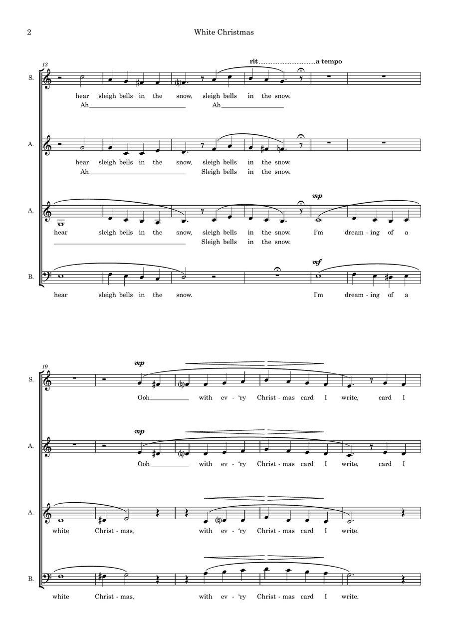 White Christmas (arr. Wendy Sergeant) 4-Part scores gallery preview page 2