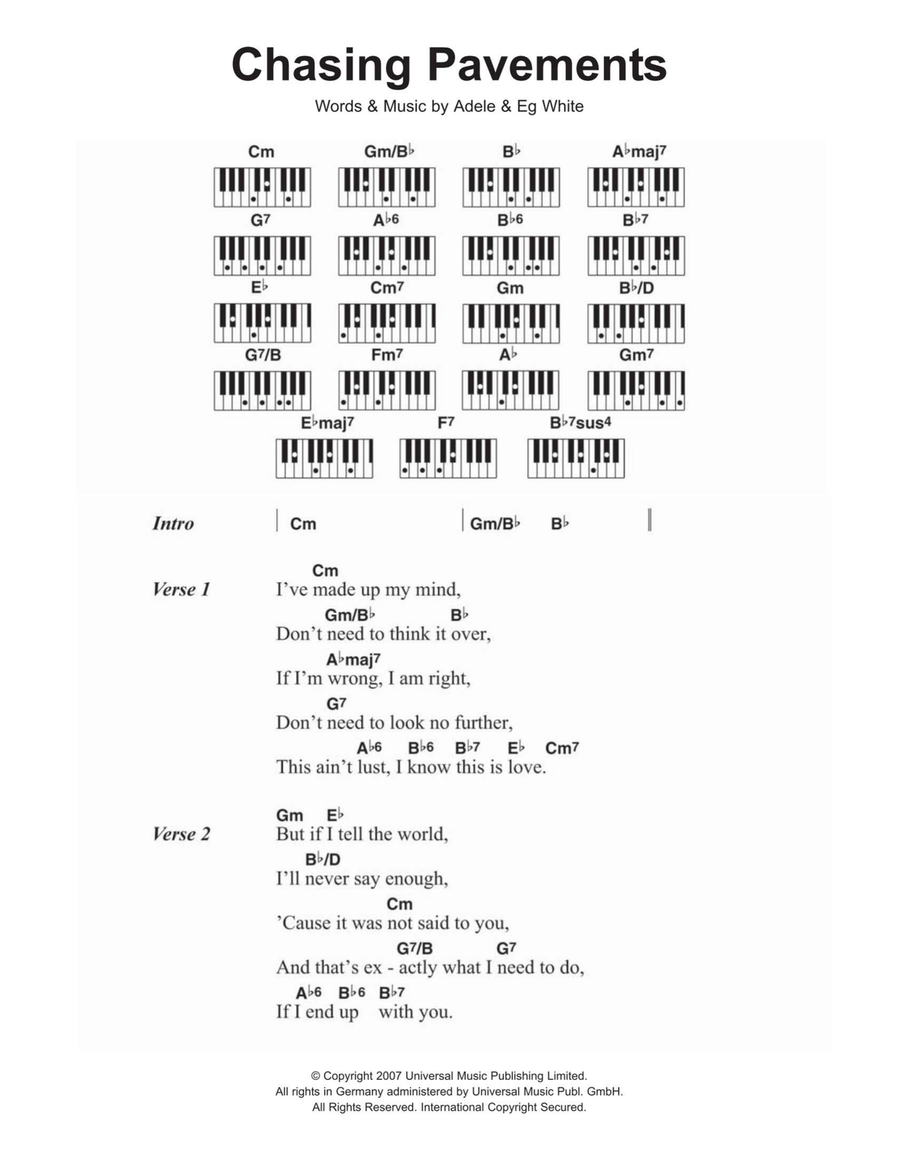 Chasing Pavements Piano scores gallery preview page 1