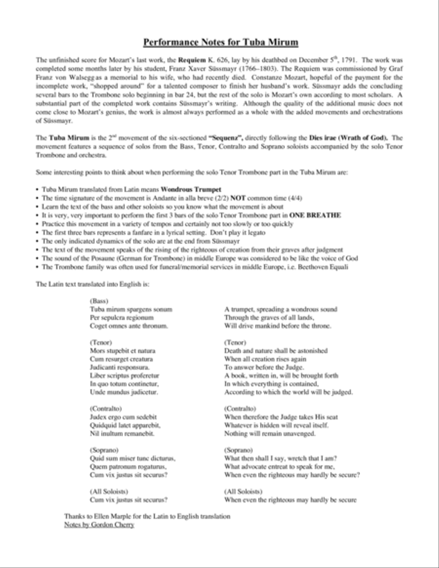 Tuba Mirum from Requiem for 6-part Trombone Ensemble Trombone scores gallery preview page 2