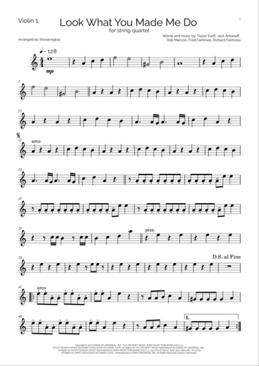 Look What You Made Me Do Look What You Made Me Do String Quartet scores gallery preview page 6