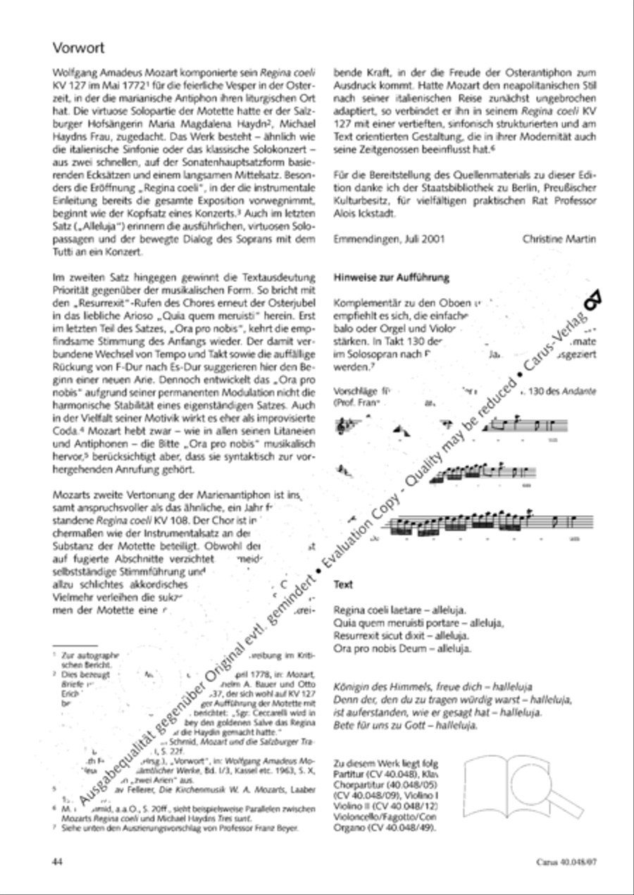 Regina coeli in B-Flat Major, K. 127 4-Part scores gallery preview page 45