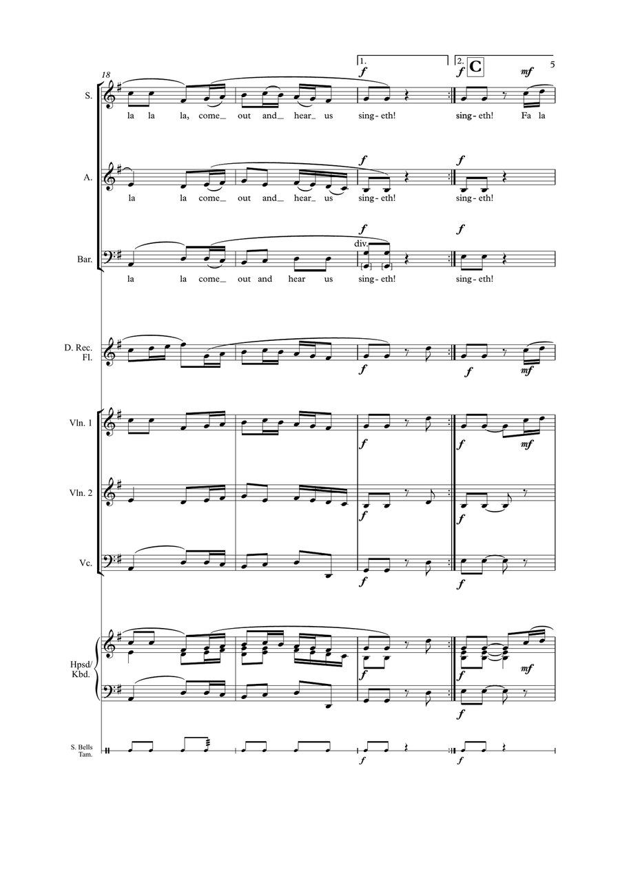 A Madrigal Christmas (Score and Instrumental/Vocal Parts) Choir scores gallery preview page 6