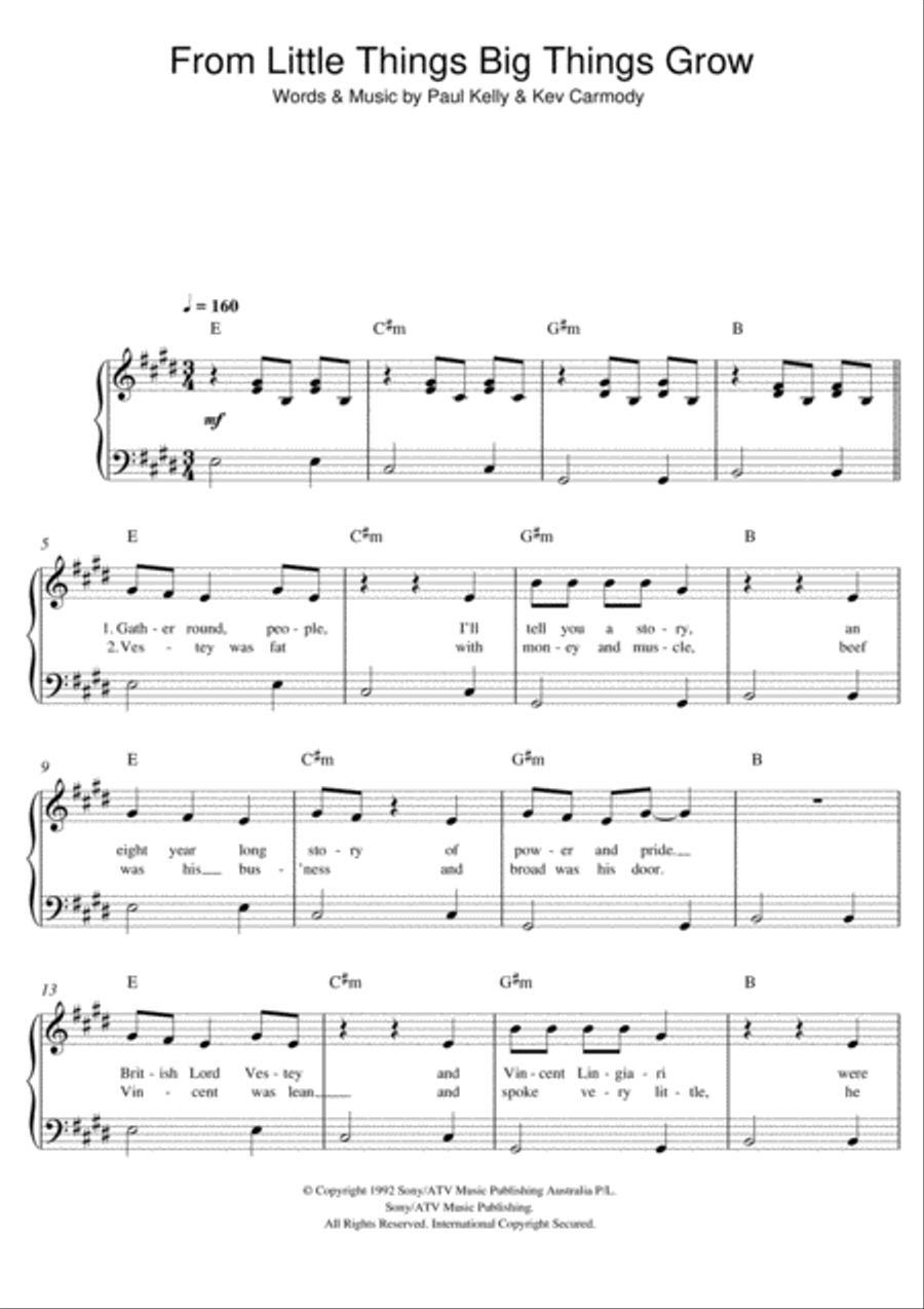 From Little Things Big Things Grow Easy Piano scores gallery preview page 1