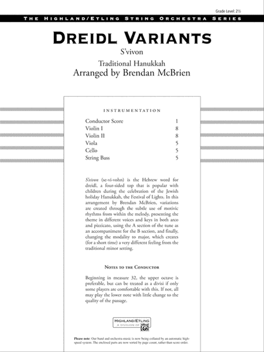 Dreidl Variants: Score String Orchestra scores gallery preview page 1