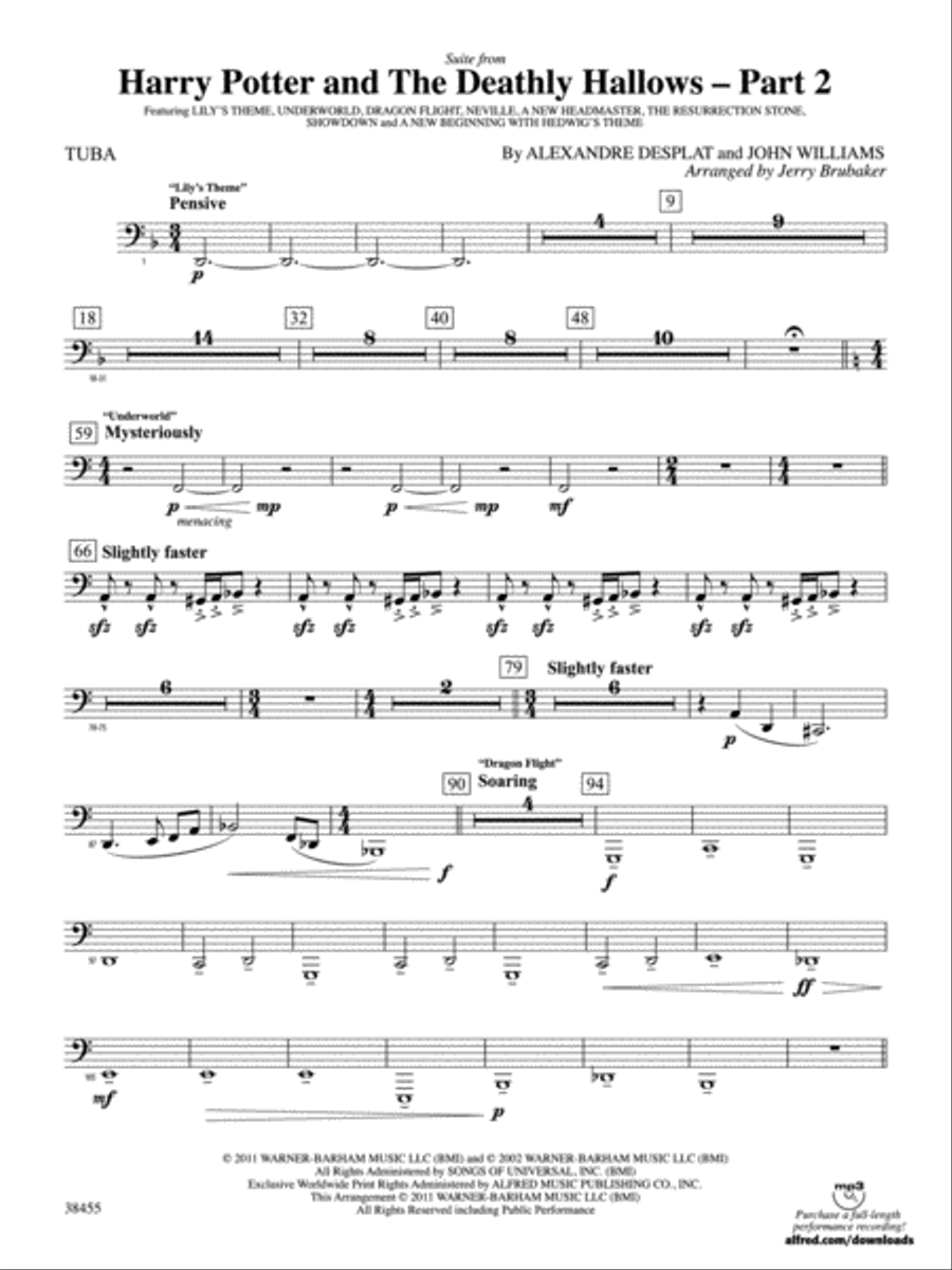 Harry Potter and the Deathly Hallows, Part 2, Suite from: Tuba Full Orchestra scores gallery preview page 1