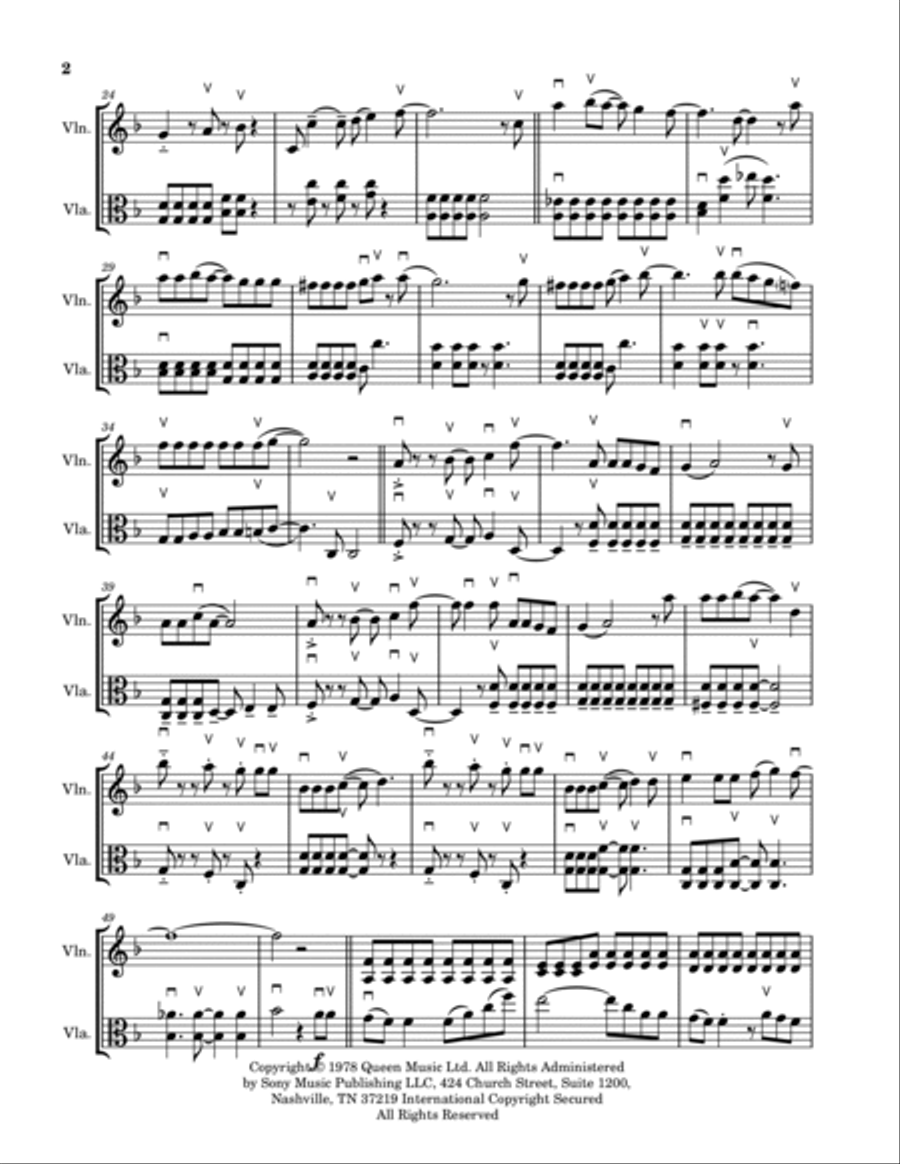 Don't Stop Me Now String Duet scores gallery preview page 2