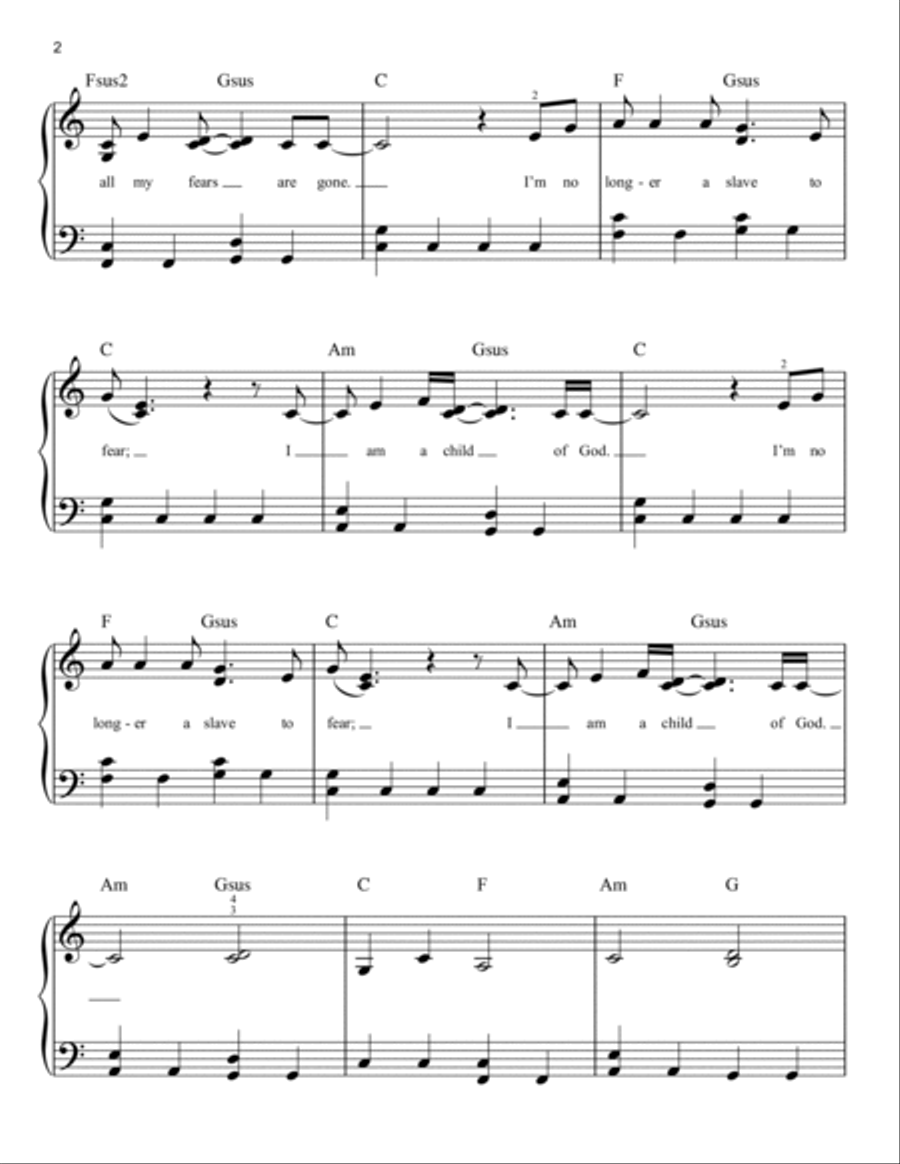 No Longer Slaves No Longer Slaves Easy Piano scores gallery preview page 2