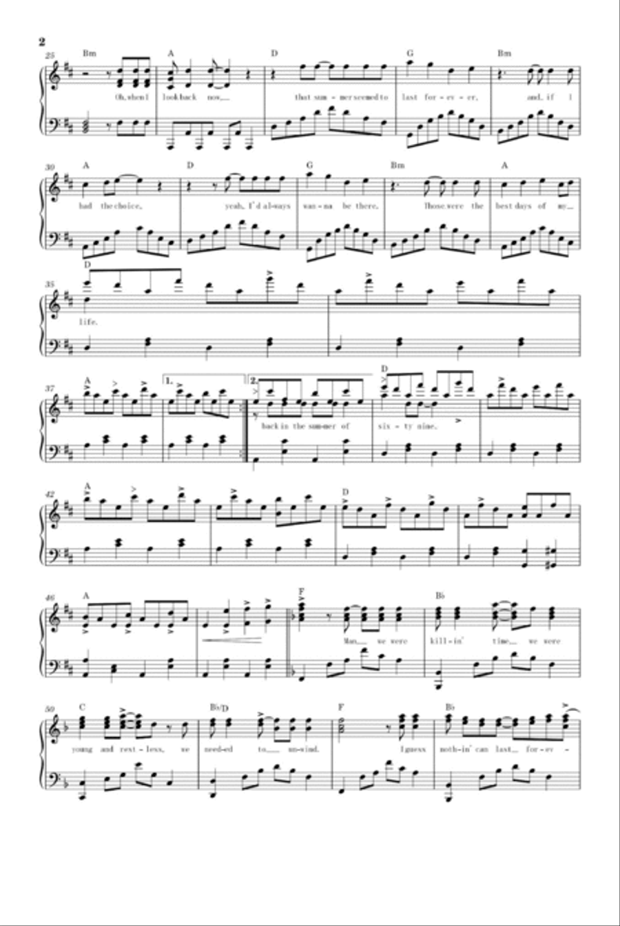Summer Of '69 Piano Solo scores gallery preview page 2