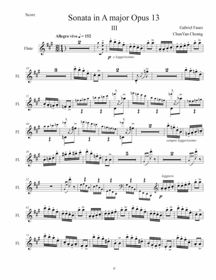 Violin Sonata in A major III. Allegro Vivo, Opus 13