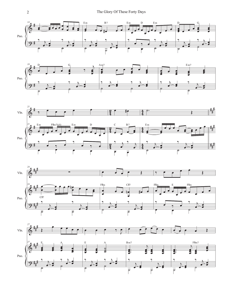 The Glory Of These Forty Days (Violin solo and Piano) Violin Solo scores gallery preview page 2