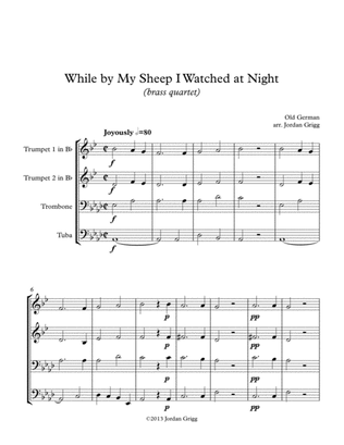 Book cover for While by My Sheep I Watched at Night (brass quartet)