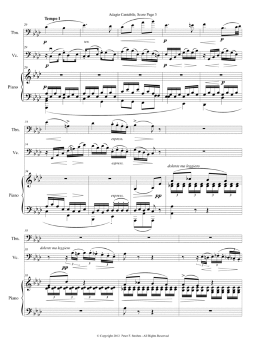 Adagio Cantabile from Piano Sonata No. 8, Op. 13 Trombone scores gallery preview page 5