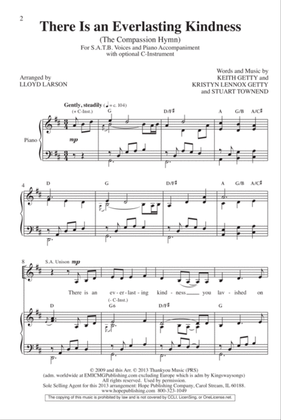 There Is an Everlasting Kindness (The Compassion Hymn) 4-Part scores gallery preview page 3