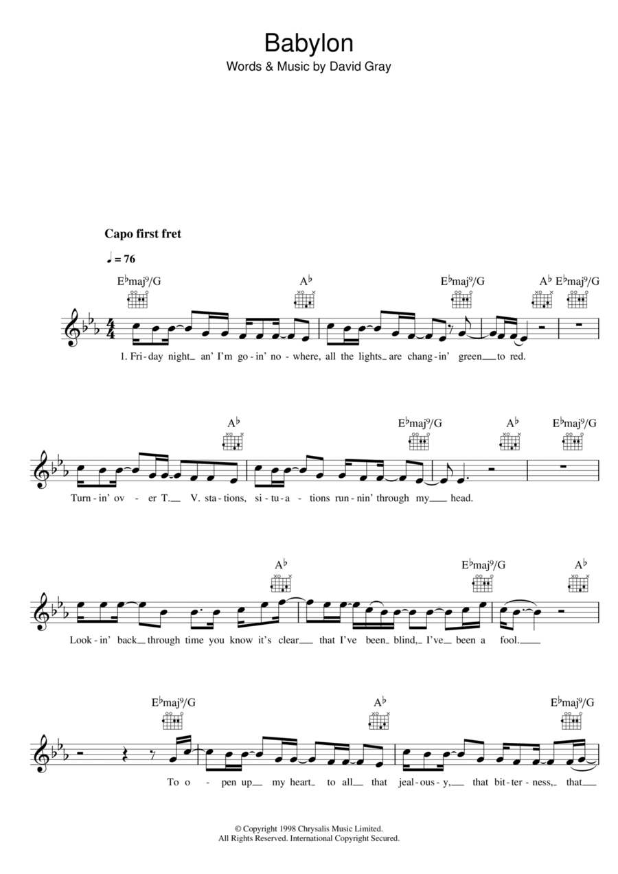 Babylon Piano scores gallery preview page 1
