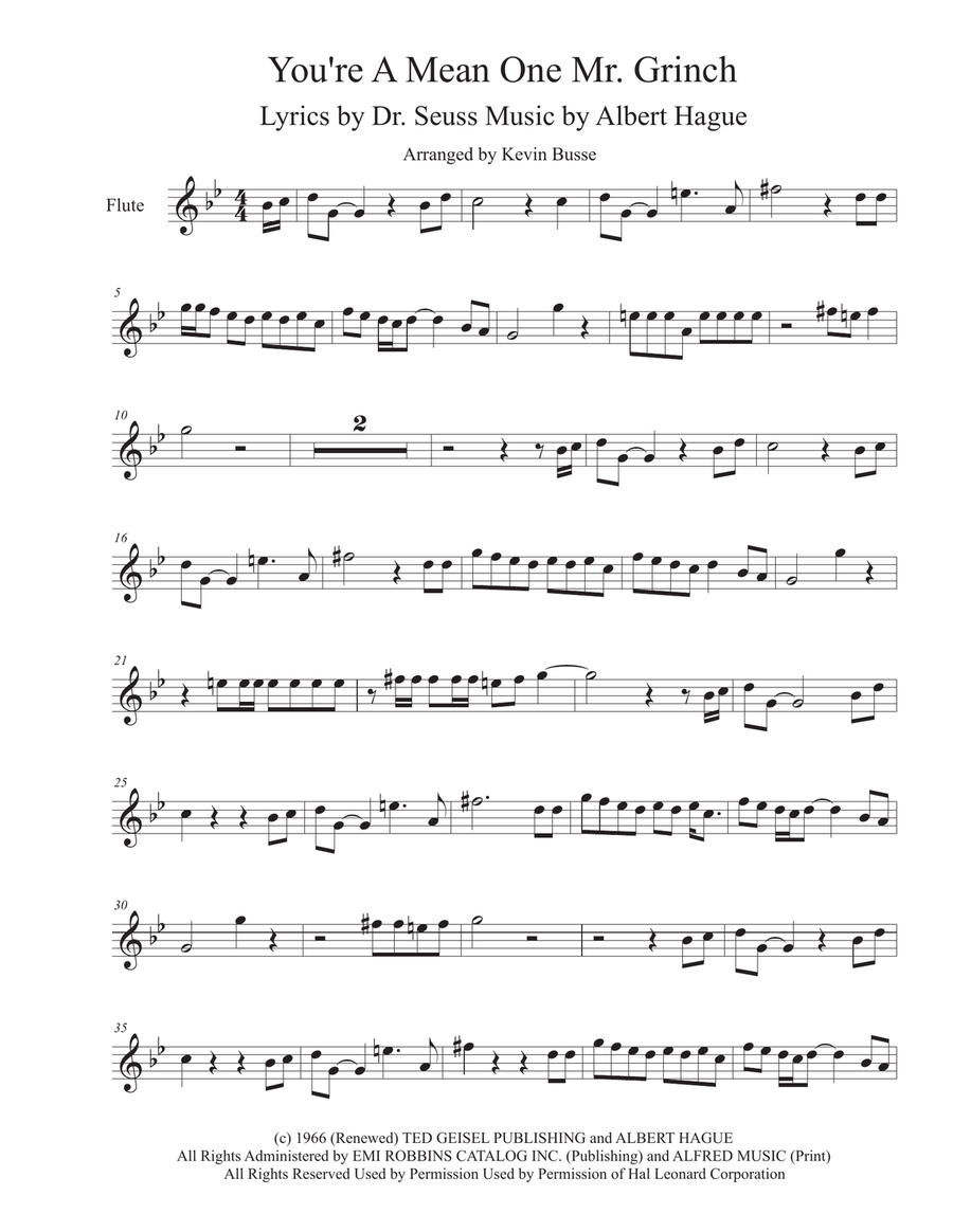You're A Mean One, Mr. Grinch Flute Solo scores gallery preview page 1