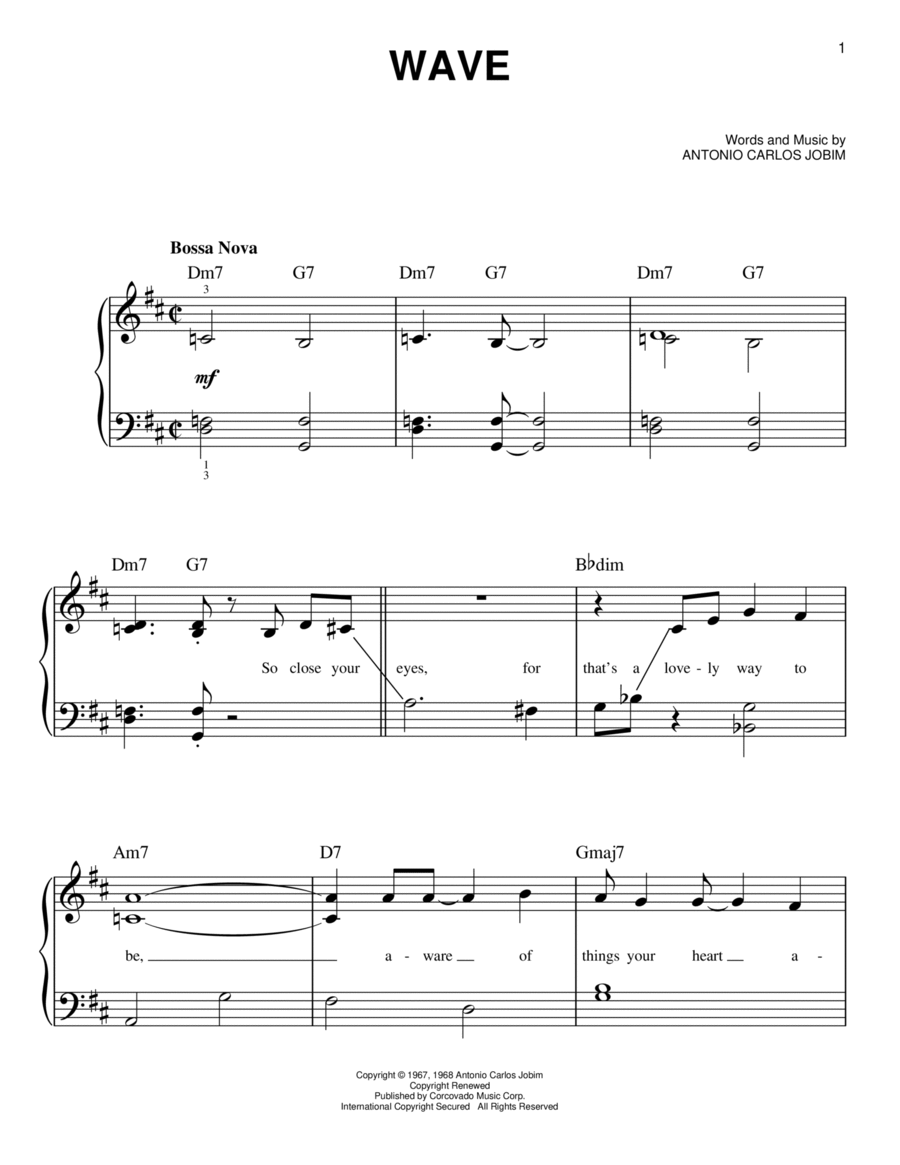 Wave Easy Piano scores gallery preview page 1