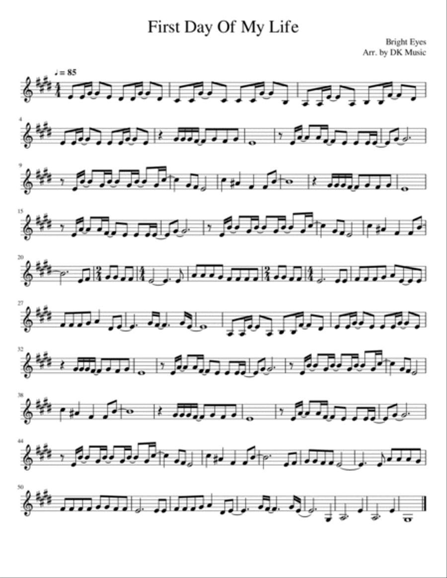 First Day Of My Life First Day Of My Life Violin Solo scores gallery preview page 1