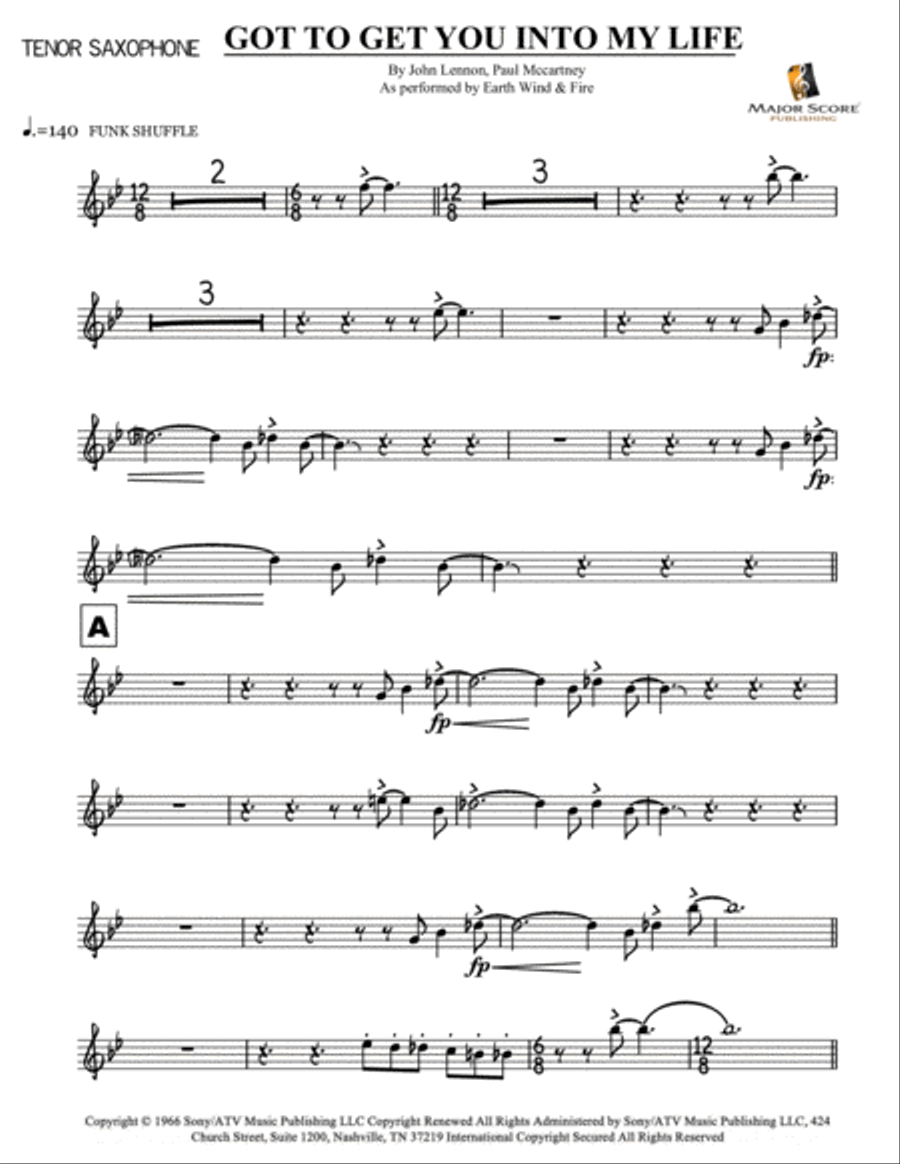 Got To Get You Into My Life Tenor Saxophone scores gallery preview page 5