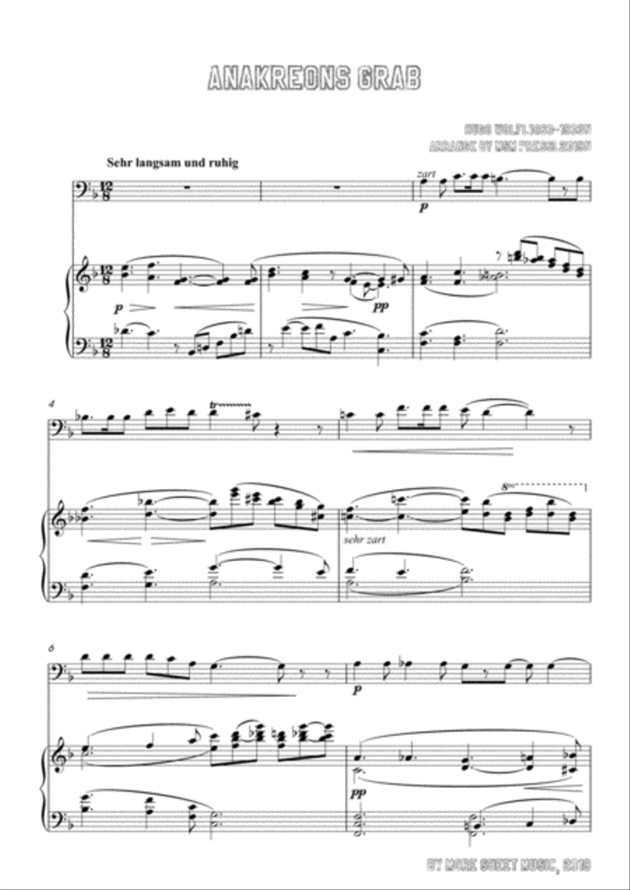 Wolf-Anakreons Grab, for Cello and Piano Piano scores gallery preview page 3