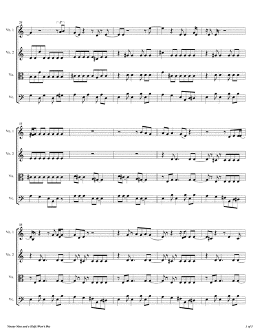 Ninety-Nine And A Half (Won't Do) String Quartet scores gallery preview page 4