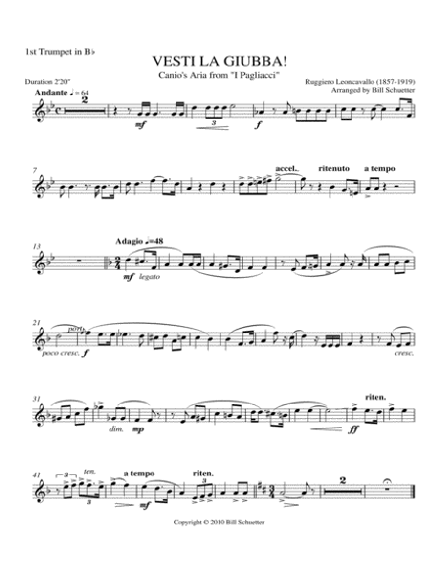 Vesti La Giubba from I Pagliacci Brass Quintet scores gallery preview page 3