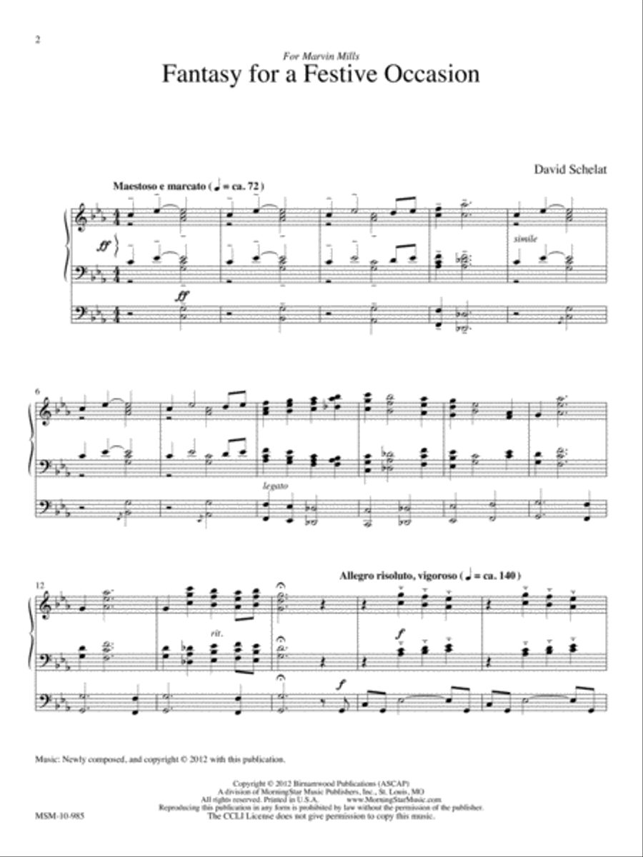 Fantasy for a Festive Occasion Organ scores gallery preview page 2