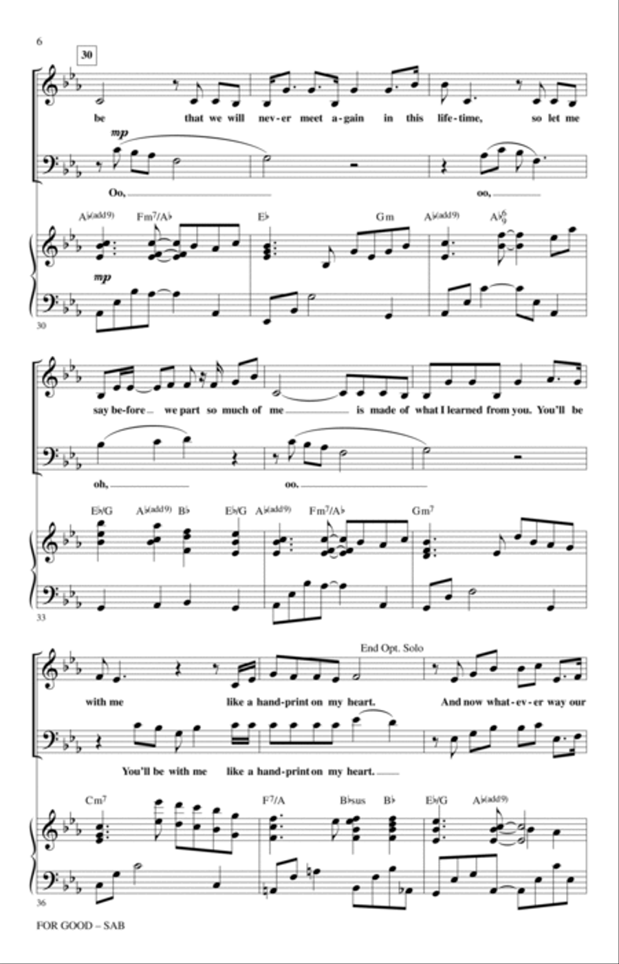 For Good (from Wicked) (arr. Mac Huff) 3-Part scores gallery preview page 4