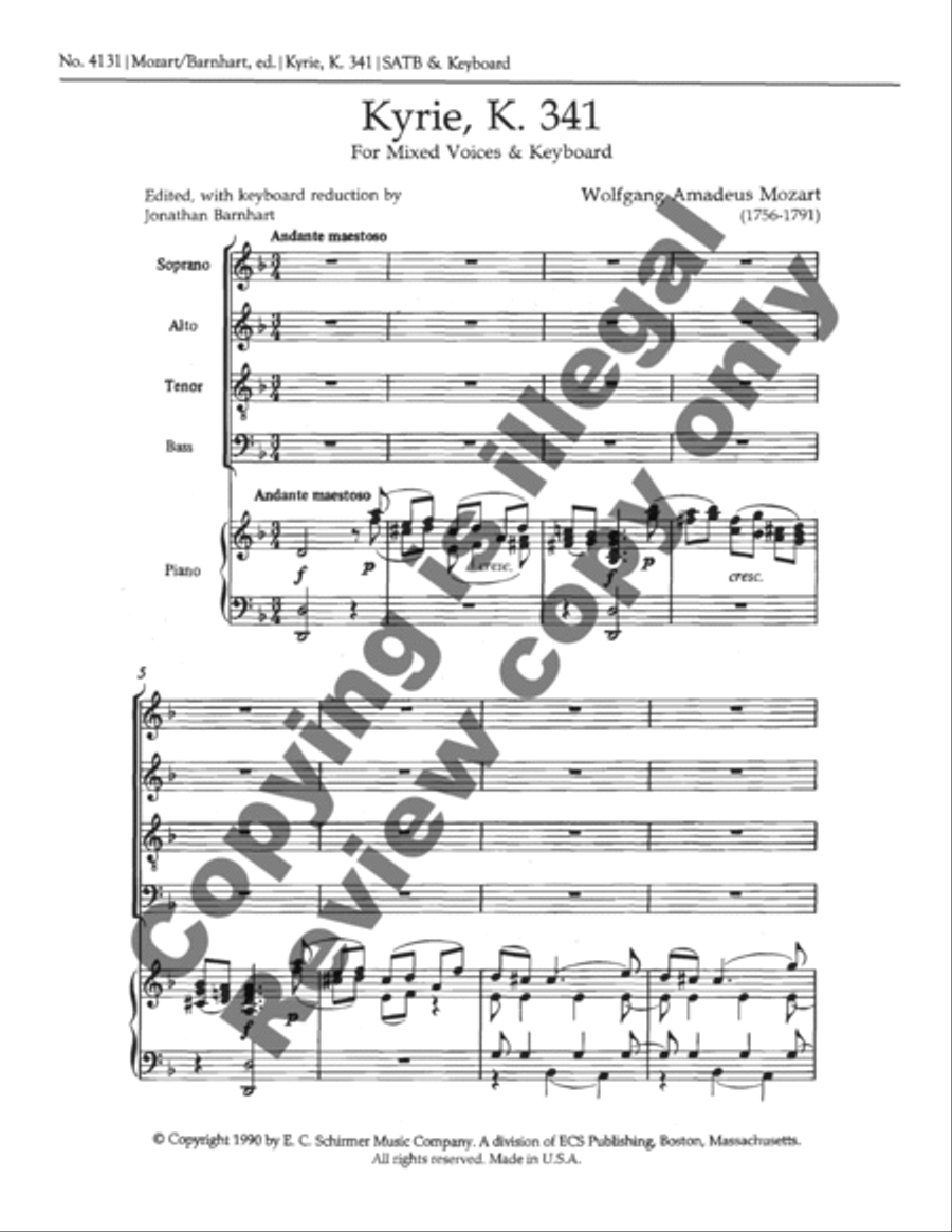 Kyrie, K.341 4-Part scores gallery preview page 8