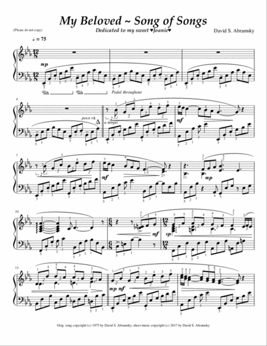 My Beloved - Song of Songs Piano Solo scores gallery preview page 1