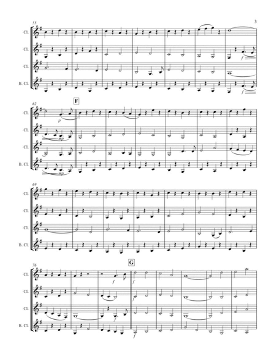 Holst - Second Suite for Military Band in F (for Clarinet Quartet) Clarinet Quartet scores gallery preview page 4