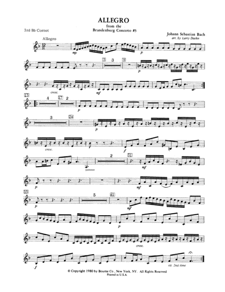 Allegro from Brandenburg Concerto No. 3 - 3rd Bb Cornet
