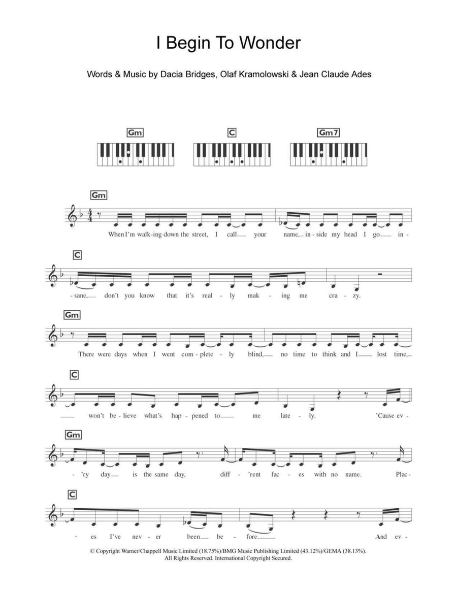 I Begin To Wonder Piano scores gallery preview page 1