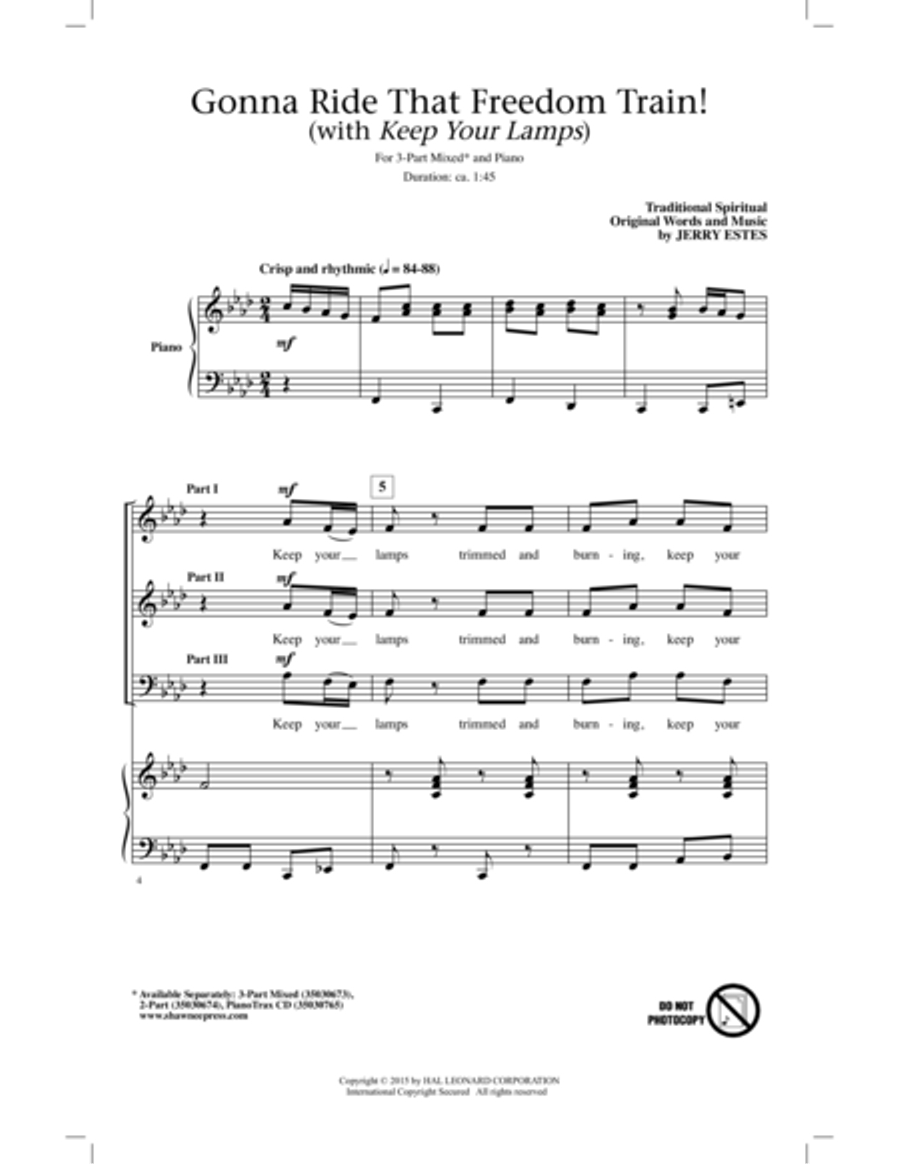 Gonna Ride That Freedom Train! (With Keep Your Lamps) 3-Part scores gallery preview page 1