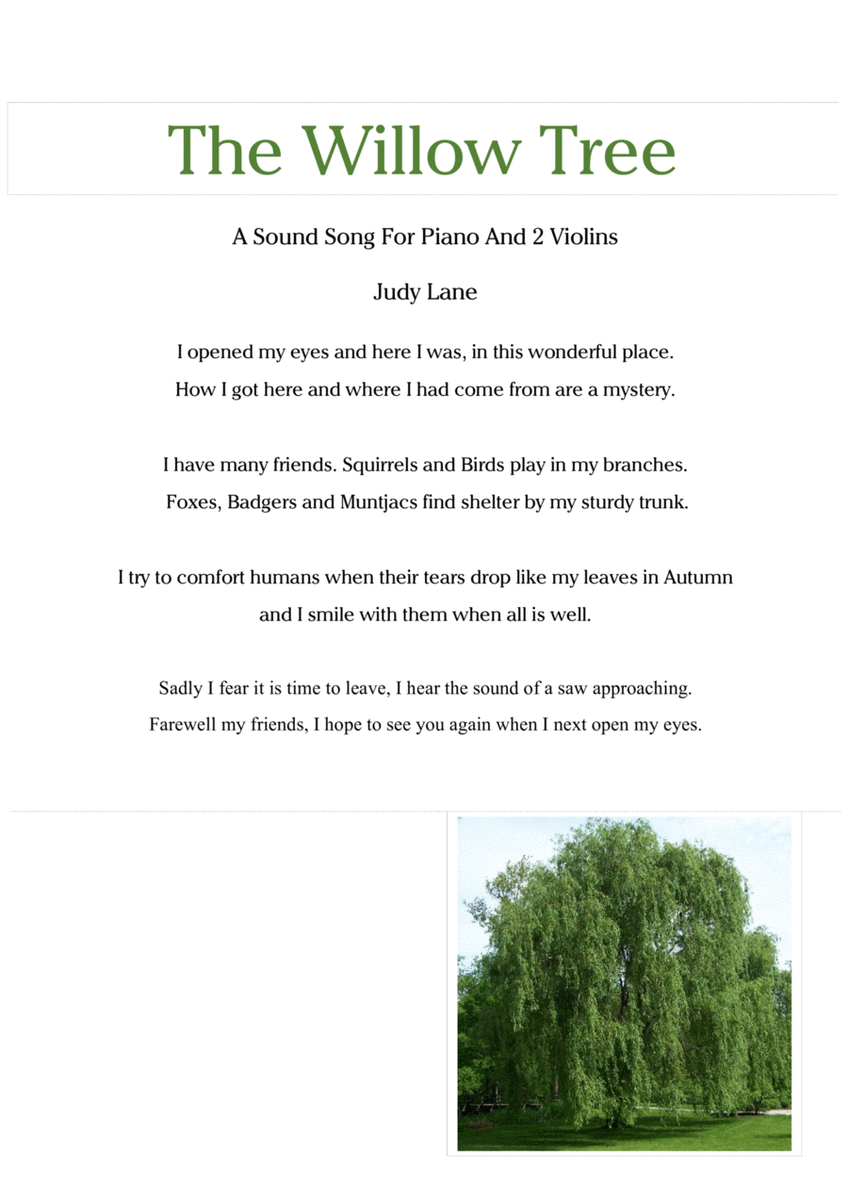The Willow Tree - An easy to learn instrumental piece for piano and 2 violins or flutes image number null