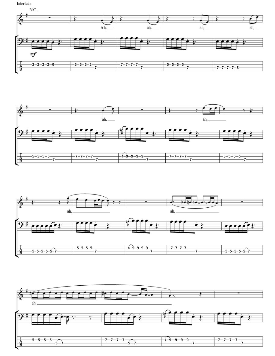 Dazed And Confused Bass Guitar Tablature scores gallery preview page 4