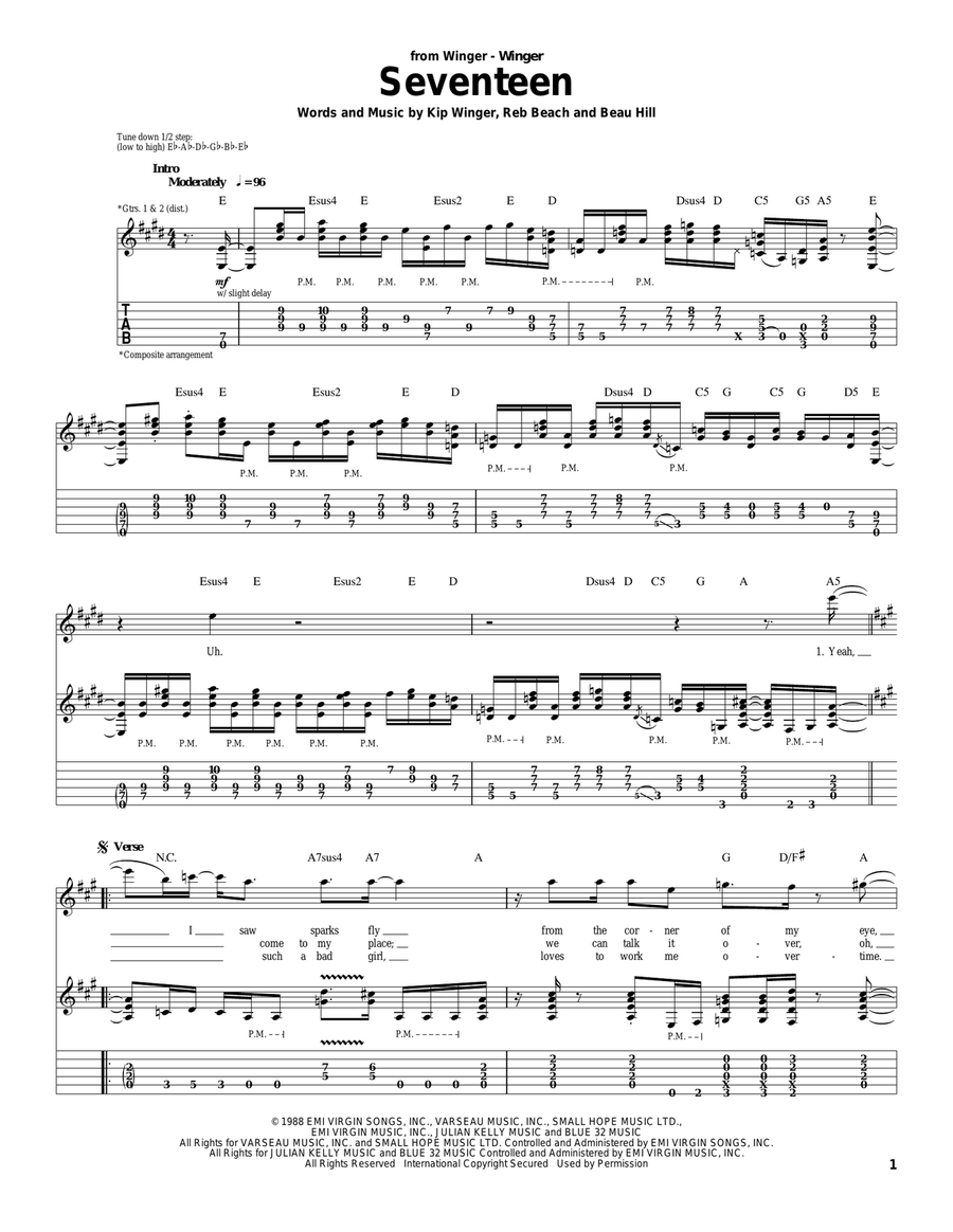 Seventeen Electric Guitar scores gallery preview page 1
