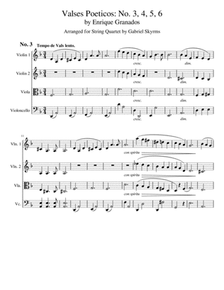Valses Poeticos by E. Granados for String Quartet