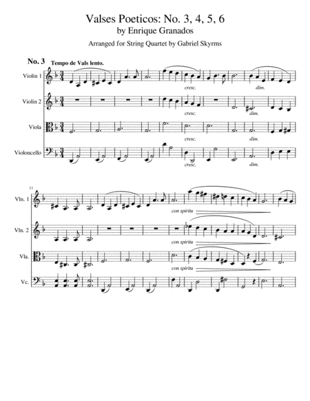 Valses Poeticos by E. Granados for String Quartet image number null