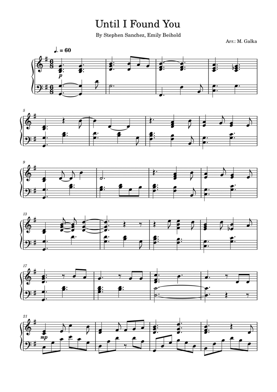 Until I Found You Piano Solo scores gallery preview page 1