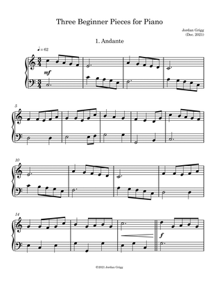 Book cover for Three Beginner Pieces for Piano